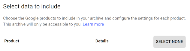 Google Takeout heading