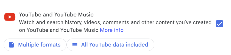 If you have uploaded videos to YouTube, you can deselect these and just upload the history.